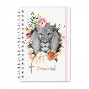 Planner Devocional : Leão floral cinza