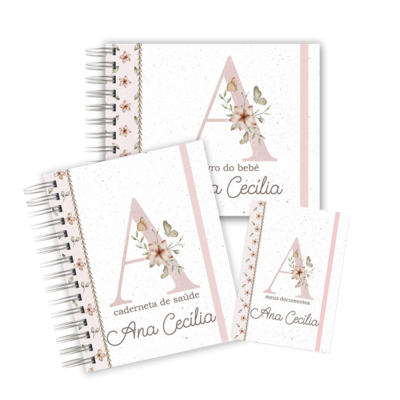 KIT MATERNIDADE MEMÓRIAS - ALFABETO BORBOLETA ROSA