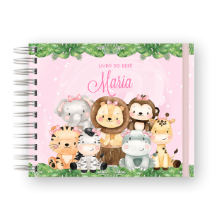 LIVRO DO BEBÊ - SAFARI ROSA