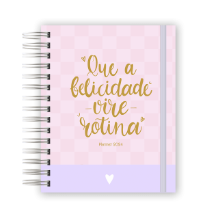 AGENDA - QUE A FELICIDADE VIRE ROTINA XADREZ ROSA