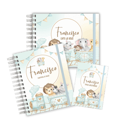 KIT MATERNIDADE MEMÓRIAS COM CAIXA - TREM ANIMAIS