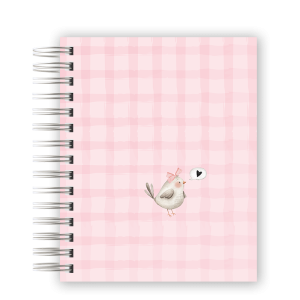 CADERNO PERSONALIZADO - XADREX PASSARINHO ROSA