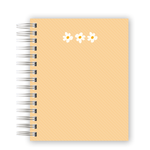CADERNO PERSONALIZADO - TRIO MARGARIDAS LARANJA