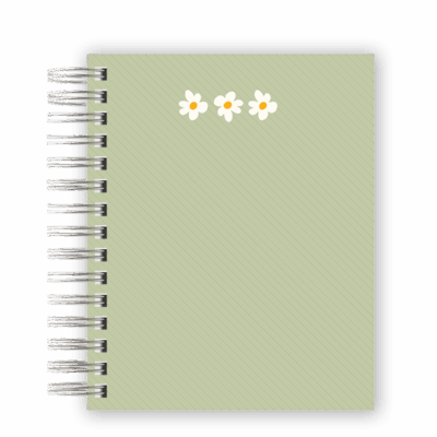 CADERNO PERSONALIZADO - TRIO MARGARIDAS VERDE