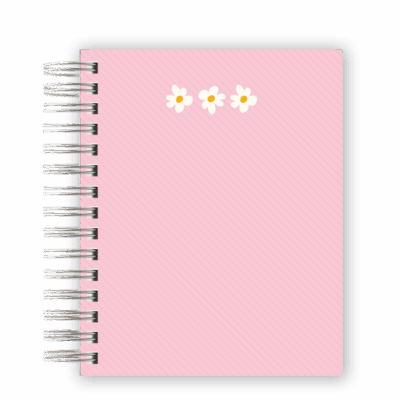 CADERNO PERSONALIZADO - TRIO MARGARIDAS ROSA