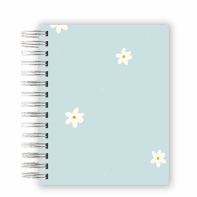 CADERNO PERSONALIZADO - MARGARIDAS TURQUESA