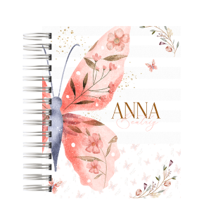 CADERNO COLEGIAL - BORBOLETA ROSA
