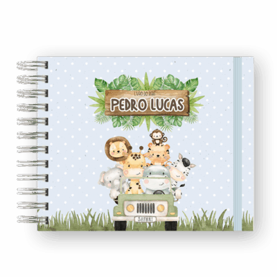 LIVRO DO BEBÊ - SAFARI AZUL CLARO