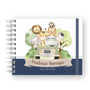 LIVRO DO BEBÊ - SAFARI AZUL MARINHO