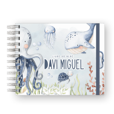 LIVRO DO BEBÊ -  FUNDO DO MAR AQUARELA