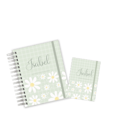 CADERNETA + PORTA DOCUMENTOS - MARGARIDAS VERDE