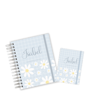 CADERNETA + PORTA DOCUMENTOS - MARGARIDAS AZUL