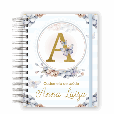 CADERNETA DE SAÚDE - ALFABETO FLORAL AZUL