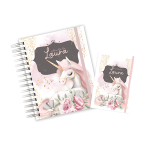 CADERNETA + PORTA DOCUMENTOS - UNICORNIO ROSA