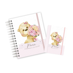 CADERNETA + PORTA DOCUMENTOS - URSINHA FLORAL
