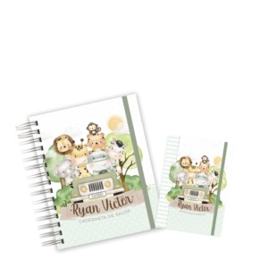 CADERNETA + PORTA DOCUMENTOS - SAFARI AQUARELA