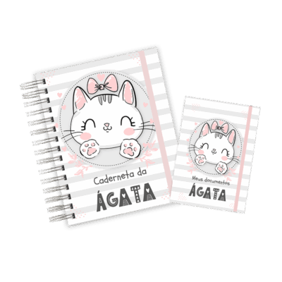 CADERNETA + PORTA DOCUMENTOS - GATINHA CUTE