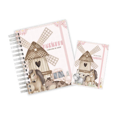 CADERNETA + PORTA DOCUMENTOS - FAZENDINHA ROSA