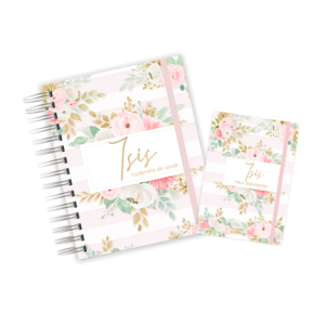 CADERNETA + PORTA DOCUMENTOS -  FLORAL ROSA