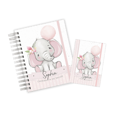 CADERNETA + PORTA DOCUMENTOS - ELEFANTINHA