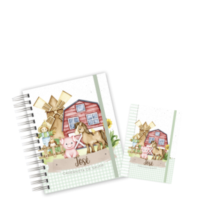 CADERNETA + PORTA DOCUMENTOS - FAZENDINHA AQUARELA