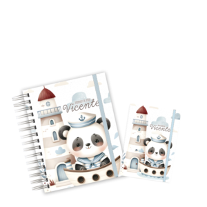 CADERNETA + PORTA DOCUMENTOS - PANDA MARINHEIRO