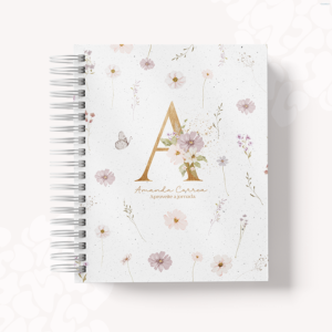 AGENDA  - ALFABETO FLORAL FLORZINHAS LILÁS