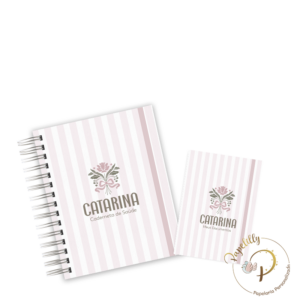 CADERNETA + PORTA DOCUMENTOS - MINIMALISTA FLORAL ROSA