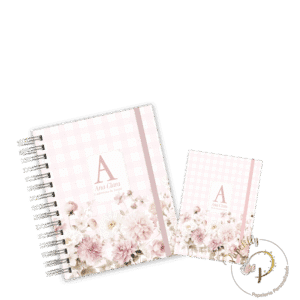 CADERNETA + PORTA DOCUMENTOS - ALFABETO MINIMALISTA FLORAL 1